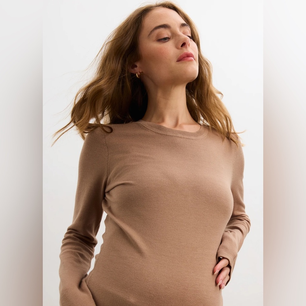 NWT Hatch Maternity The Softsculpt Knit Long Sleeve Tee, Mocha, SIZE: 3 - Picture 5 of 14